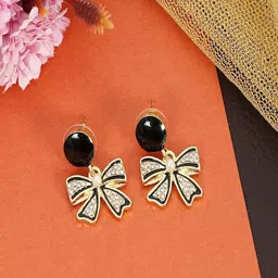 UNIVERSITY TRENDZ Gold-Plated Contemporary Drop Earrings-82