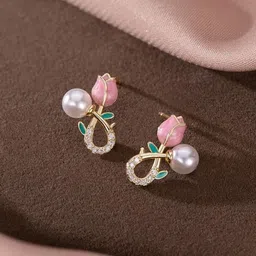 EL REGALO Floral Pearls Studs Earrings-21