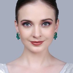 DEGHLAM Silver-Plated Cubic Zirconia Studded Contemporary Shaped Studs-53