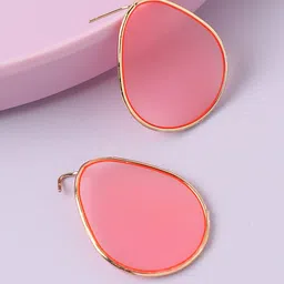 SOHI Pink & Gold-Plated Teardrop Shaped Drop Earrings-20