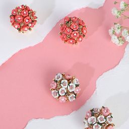Yellow Chimes Set of 2 Pink Contemporary Studs Earrings-8