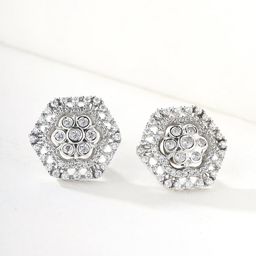 Priyaasi Silver Plated American Diamond Contemporary Studs-57