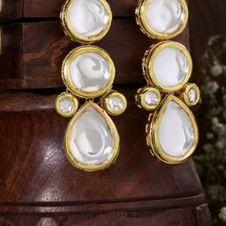 Priyaasi Gold-Plated Kundan-Studded Contemporary Drop Earrings-47