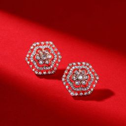 Priyaasi Rose Gold Plated American Diamond Contemporary Studs-44