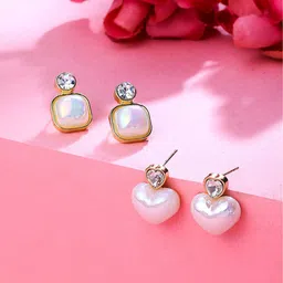 Yellow Chimes Set Of 2 Contemporary Studs Earrings-2