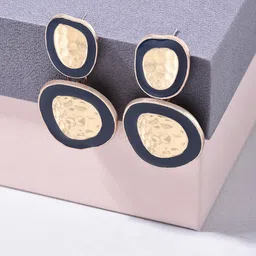 AMI Black Gold-Plated Contemporary Drop Earrings-24