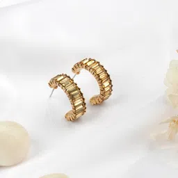 JOKER & WITCH Yellow & Gold-Toned Contemporary Hoop Earrings-46