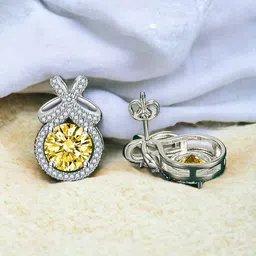 Designs & You Silver Plated Cubic Zirconia-Studded  Contemporary Studs Earrings-57