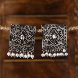 VENI Silver-Plated Beads-Studded Contemporary Studs Earrings-54