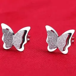 MYKI Silver-Toned Contemporary Studs Earrings-4