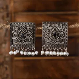 VENI Silver-Plated Beads-Studded Contemporary Studs Earrings-50