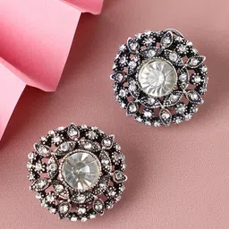 SOHI Silver & Gold Plated Contemporary Studs Earrings-15