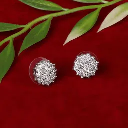 ZINU Silver-Toned Contemporary Studs Earrings-image-3