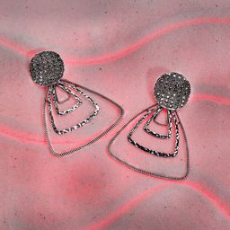 SOHI Silver-Plated Stone-Studded Triangle Drop Earrings-2