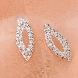 SOHI Silver-Plated Contemporary Studs Earrings-5