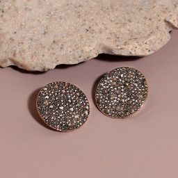 SOHI Gold-Toned Stone-Studded Circular Stud Earrings-23