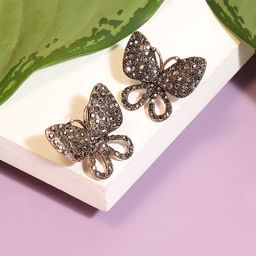 SOHI Silver-Plated Contemporary Studs Earrings-8