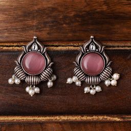 VENI Silver-Plated Beads-Studded Contemporary Studs Earrings-93