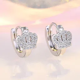 Jewels Galaxy Silver Plated AD Studded Hoop Earrings-image-32