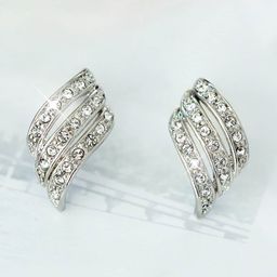 Jewels Galaxy Silver Plated American Diamond Studded Contemporary Studs-35