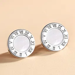 Jewels Galaxy Silver-Plated Circular Studs Earrings-image-4