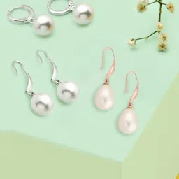 Zaveri Pearls Silver-Toned Set of 3 Studs Earrings-3