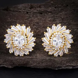 Sukkhi Gold-Plated Floral Stone Studded Studs Earrings-image-24