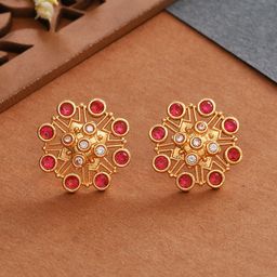 Voylla Gold-Plated Contemporary Studs Earrings-18
