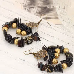 Crunchy Fashion Gold-Plated Beaded Contemporary Drop Earrings-image-75