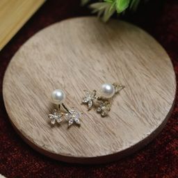 Maansh Gold-Plated Floral Pearls Studded Stud Earrings-image-44