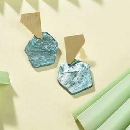 SOHI Green Gold Plated Studs Earrings-image-21