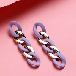 DressBerry Purple Gold-Plated Contemporary Drop Earrings-13