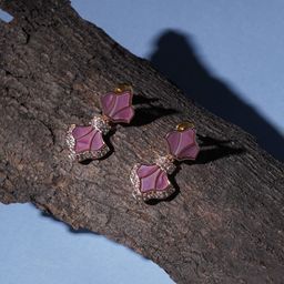 Mali Fionna Rose Gold Plated Contemporary Drop Earrings-11