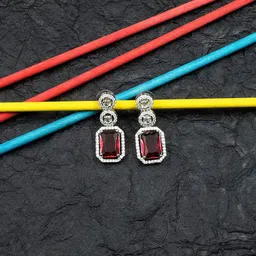 StileAdda Silver Plated Geometric Drop Earrings-15