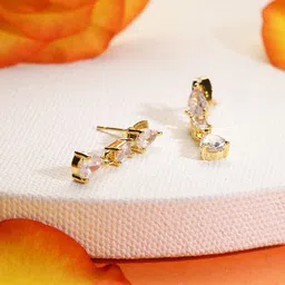 MINUTIAE Gold-Plated & White Teardrop Shaped Drop Earrings-48