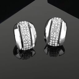 Estele Rhodium Plated Geometric Studs Earrings-48