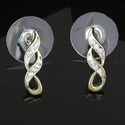 Estele Gold-Plated Geometric Crystal Studded Studs Earrings-image-64