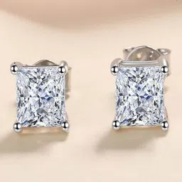 Krelin Silver-Plated Crystal Studded Square Studs Earrings-picture-35