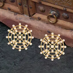 Anouk Gold-Toned Gold-Plated Pearl Classic Stud Earrings-52