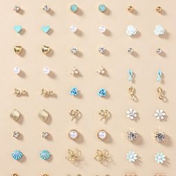Jewels Galaxy Set Of 30 Gold-Plated Crystal Studded and Beaded Studs-58