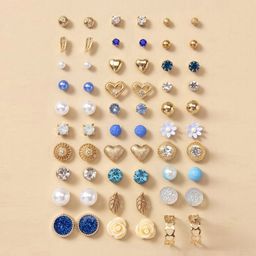 Jewels Galaxy Set Of 30 Gold-Plated Crystals Studded  Studs Earrings-10