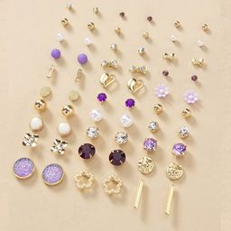 Jewels Galaxy Set of 30 Gold Plated Crystals Studs Earrings-13