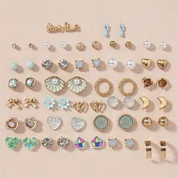 Jewels Galaxy Set Of 30 Gold-Plated Crystals Studded  Studs Earrings-8