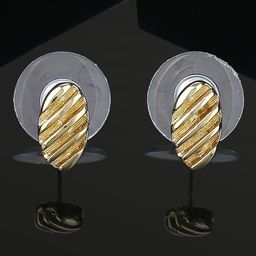 Estele Gold-Plated Oval Studs Earrings-18