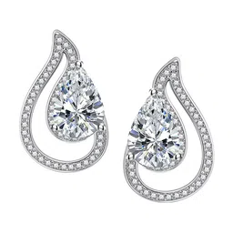Designs & You Silver Plated Teardrop Shaped Studs Earrings-4