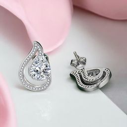 Designs & You Silver-Plated Cubic Zirconia Teardrop Shaped Drop Earrings-13