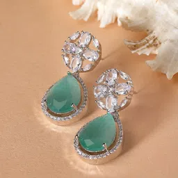 ZENEME Rhodium-Plated Teardrop Shaped Studs Earrings-32
