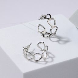 Jazz and Sizzle Silver-Plated Heart Shaped Half Hoop Earrings-image-61
