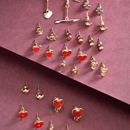 Scintillare By Sukkhi Set Of 14 Gold-Plated Crystals Studded Studs Earrings-0