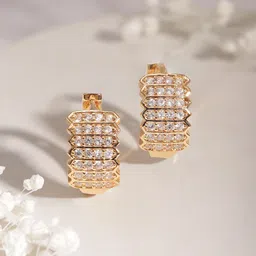 Rubans 22KT Gold Plated American Diamond Studded Semi Hoop Earrings-image-54